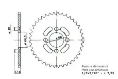 Tandhjul 46t - Motom, Guzzi, Fantic - Kæde & Tandhjul