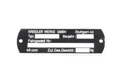 Typeplade - Kreidler årgang 1965-77 - 